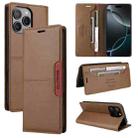 For iPhone 12 Pro Max GQUTROBE G01 RFID Anti-theft Leather Phone Case(Brown) - 1