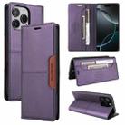 For iPhone 12 Pro Max GQUTROBE G01 RFID Anti-theft Leather Phone Case(Purple) - 1