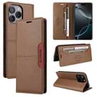 For iPhone 13 Pro Max GQUTROBE G01 RFID Anti-theft Leather Phone Case(Brown) - 1