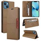 For iPhone 14 / 13 GQUTROBE G01 RFID Anti-theft Leather Phone Case(Brown) - 1