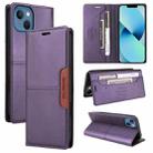 For iPhone 14 / 13 GQUTROBE G01 RFID Anti-theft Leather Phone Case(Purple) - 1