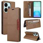 For Redmi 13 4G GQUTROBE G01 RFID Anti-theft Leather Phone Case(Brown) - 1