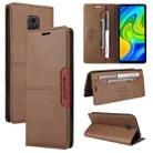 For Redmi Note 9S GQUTROBE G01 RFID Anti-theft Leather Phone Case(Brown) - 1