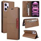 For Redmi Note 12 Pro 5G GQUTROBE G01 RFID Anti-theft Leather Phone Case(Brown) - 1