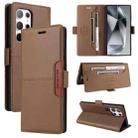 For Samsung Galaxy S22 Ultra 5G GQUTROBE G01 RFID Anti-theft Leather Phone Case(Brown) - 1