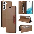 For Samsung Galaxy S21 5G GQUTROBE G01 RFID Anti-theft Leather Phone Case(Brown) - 1