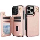 For iPhone 16 Pro Max Crossbody Dual-Buckle Wallet Back Leather Phone Case(Rose Gold) - 2