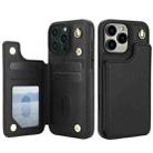 For iPhone 16 Pro Crossbody Dual-Buckle Wallet Back Leather Phone Case(Black) - 2