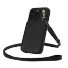 For iPhone 16 Pro Crossbody Dual-Buckle Wallet Back Leather Phone Case(Black) - 3