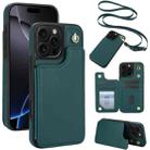 For iPhone 16 Pro Crossbody Dual-Buckle Wallet Back Leather Phone Case(Green) - 1