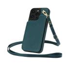 For iPhone 16 Pro Crossbody Dual-Buckle Wallet Back Leather Phone Case(Green) - 3