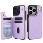 For iPhone 16 Pro Crossbody Dual-Buckle Wallet Back Leather Phone Case(Light Purple) - 2