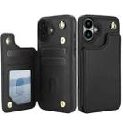 For iPhone 16 Plus Crossbody Dual-Buckle Wallet Back Leather Phone Case(Black) - 2