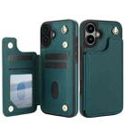 For iPhone 16 Plus Crossbody Dual-Buckle Wallet Back Leather Phone Case(Green) - 2