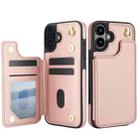 For iPhone 16 Plus Crossbody Dual-Buckle Wallet Back Leather Phone Case(Rose Gold) - 2