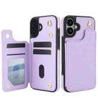 For iPhone 16 Plus Crossbody Dual-Buckle Wallet Back Leather Phone Case(Light Purple) - 2