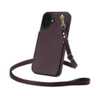 For iPhone 16 Plus Crossbody Dual-Buckle Wallet Back Leather Phone Case(Dark Purple) - 3