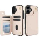 For iPhone 16 Plus Crossbody Dual-Buckle Wallet Back Leather Phone Case(Apricot) - 2