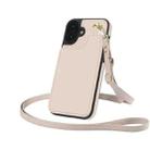 For iPhone 16 Plus Crossbody Dual-Buckle Wallet Back Leather Phone Case(Apricot) - 3