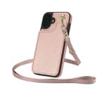 For iPhone 16 Crossbody Dual-Buckle Wallet Back Leather Phone Case(Rose Gold) - 3