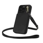 For iPhone 15 Pro Crossbody Dual-Buckle Wallet Back Leather Phone Case(Black) - 3
