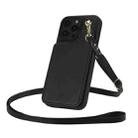 For iPhone 14 / 13 Crossbody Dual-Buckle Wallet Back Leather Phone Case(Black) - 3