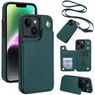 For iPhone 14 / 13 Crossbody Dual-Buckle Wallet Back Leather Phone Case(Green) - 1