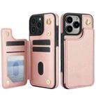 For iPhone 13 Pro Max Crossbody Dual-Buckle Wallet Back Leather Phone Case(Rose Gold) - 2