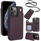 For iPhone 11 Pro Max Crossbody Dual-Buckle Wallet Back Leather Phone Case(Dark Purple) - 1