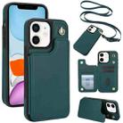 For iPhone 11 Crossbody Dual-Buckle Wallet Back Leather Phone Case(Green) - 1
