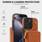 For iPhone 16 Pro Max AwQuer Crossbody Zipper Wallet Rhombic Leather Back Phone Case(Brown) - 3