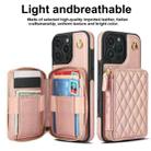 For iPhone 16 Pro AwQuer Crossbody Zipper Wallet Rhombic Leather Back Phone Case(Rose Gold) - 2