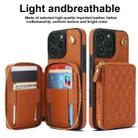 For iPhone 16 Pro AwQuer Crossbody Zipper Wallet Rhombic Leather Back Phone Case(Brown) - 2