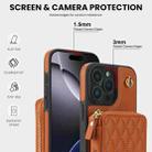 For iPhone 16 Pro AwQuer Crossbody Zipper Wallet Rhombic Leather Back Phone Case(Brown) - 3