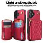 For iPhone 16 Plus AwQuer Crossbody Zipper Wallet Rhombic Leather Back Phone Case(Red) - 2