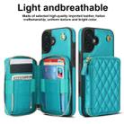 For iPhone 16 Plus AwQuer Crossbody Zipper Wallet Rhombic Leather Back Phone Case(Green) - 2