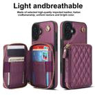 For iPhone 16 Plus AwQuer Crossbody Zipper Wallet Rhombic Leather Back Phone Case(Dark Purple) - 2