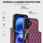 For iPhone 16 Plus AwQuer Crossbody Zipper Wallet Rhombic Leather Back Phone Case(Dark Purple) - 3