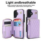 For iPhone 16 Plus AwQuer Crossbody Zipper Wallet Rhombic Leather Back Phone Case(Purple) - 2