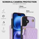 For iPhone 16 Plus AwQuer Crossbody Zipper Wallet Rhombic Leather Back Phone Case(Purple) - 3