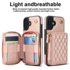 For iPhone 16 AwQuer Crossbody Zipper Wallet Rhombic Leather Back Phone Case(Rose Gold) - 2