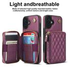 For iPhone 16 AwQuer Crossbody Zipper Wallet Rhombic Leather Back Phone Case(Dark Purple) - 2