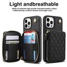 For iPhone 15 Pro Max AwQuer Crossbody Zipper Wallet Rhombic Leather Back Phone Case(Black) - 2