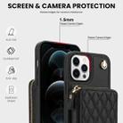 For iPhone 15 Pro Max AwQuer Crossbody Zipper Wallet Rhombic Leather Back Phone Case(Black) - 3