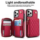 For iPhone 15 Pro Max AwQuer Crossbody Zipper Wallet Rhombic Leather Back Phone Case(Red) - 2