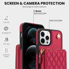 For iPhone 15 Pro Max AwQuer Crossbody Zipper Wallet Rhombic Leather Back Phone Case(Red) - 3