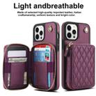 For iPhone 15 Pro Max AwQuer Crossbody Zipper Wallet Rhombic Leather Back Phone Case(Dark Purple) - 2