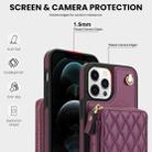 For iPhone 15 Pro Max AwQuer Crossbody Zipper Wallet Rhombic Leather Back Phone Case(Dark Purple) - 3