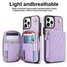 For iPhone 15 Pro Max AwQuer Crossbody Zipper Wallet Rhombic Leather Back Phone Case(Purple) - 2