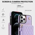 For iPhone 15 Pro Max AwQuer Crossbody Zipper Wallet Rhombic Leather Back Phone Case(Purple) - 3